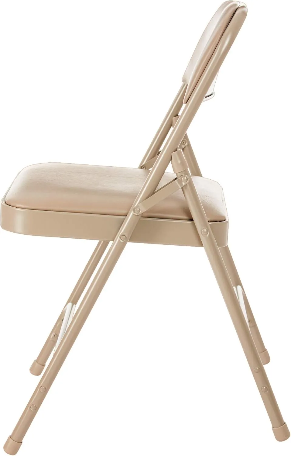 OEF Furnishings (4 Pack) Premium Vinyl Padded Folding Chairs, Beige - Ideal for Home, Office, or Events
