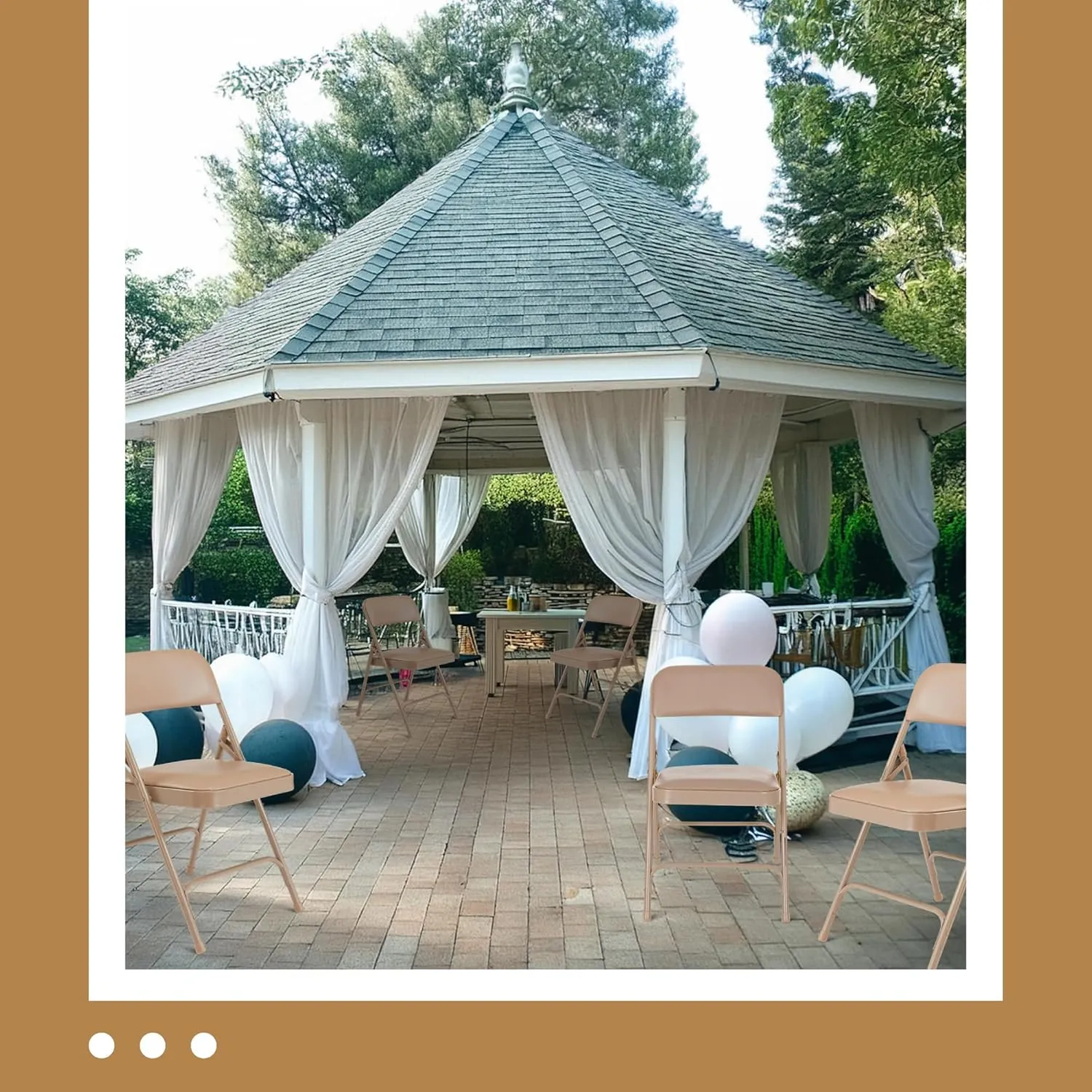 OEF Furnishings (4 Pack) Premium Vinyl Padded Folding Chairs, Beige - Ideal for Home, Office, or Events