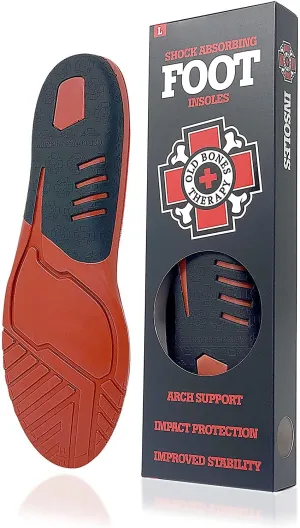 Old Bones Therapy Shock Absorbing Foot Insoles - Impact Protection, Arch Support and Improved Stability - Orthotic Insoles for Skateboarding, BMX, Motocross, Snowboarding and Ruling at Life (M)