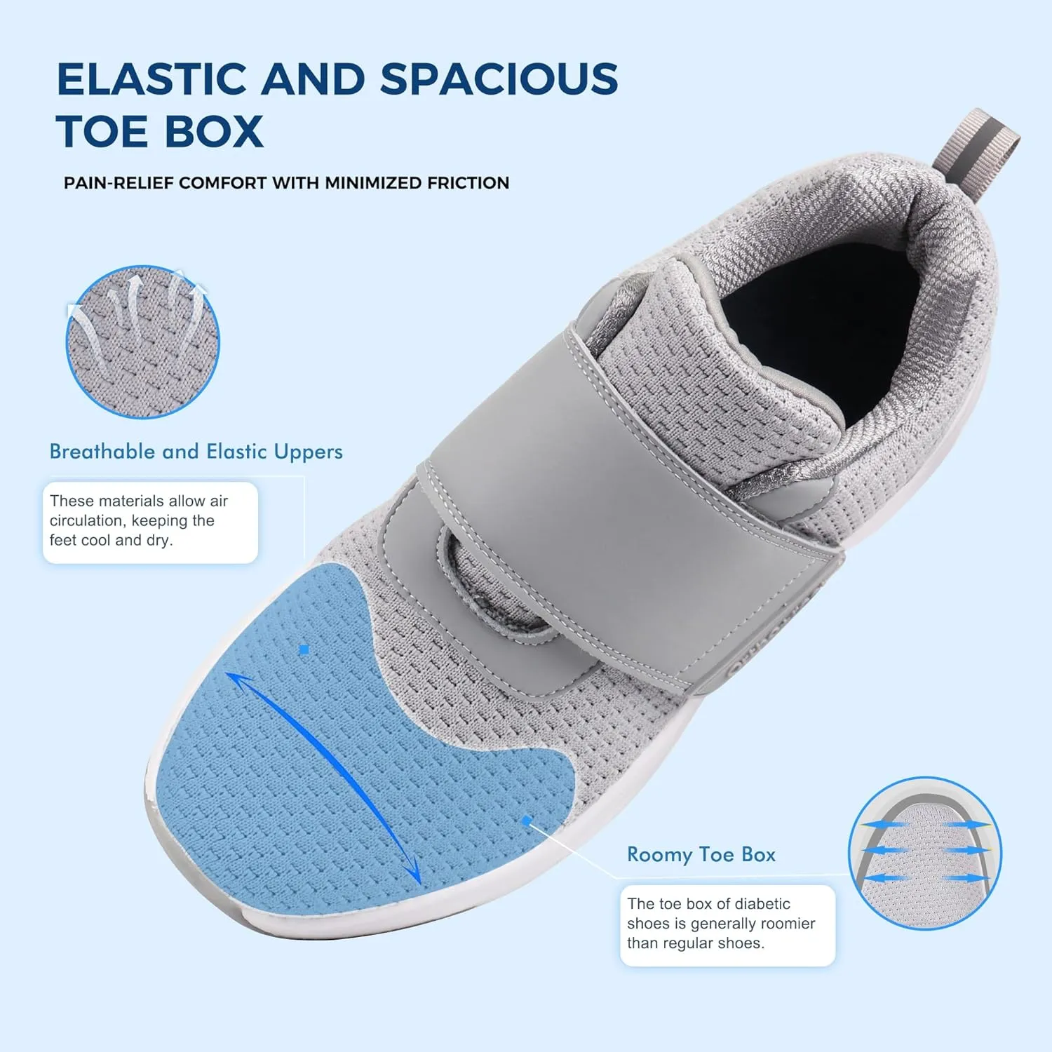 Ortho rest Men Diabetic Walking Shoes Edema Shoes for Swollen Feet Arch Support Orthopedic Sneakers