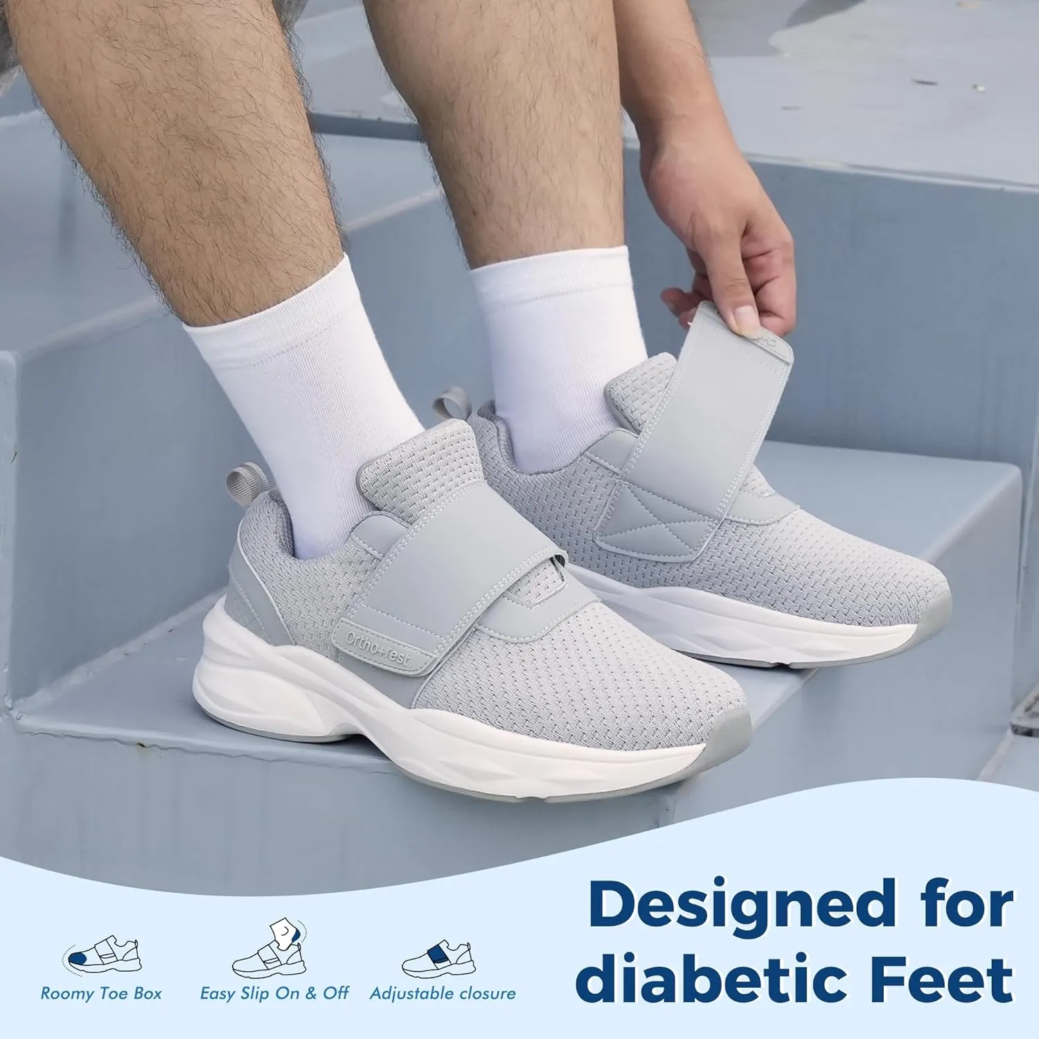 Ortho rest Men Diabetic Walking Shoes Edema Shoes for Swollen Feet Arch Support Orthopedic Sneakers