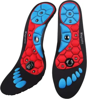 Orthopedic Acupressure Insoles – Reflexology Massage Insoles for Pain Relief, Comfortable Foot Support for Men and Women (Black-Red, L(Men 9.5-12/Women 10.5-13))