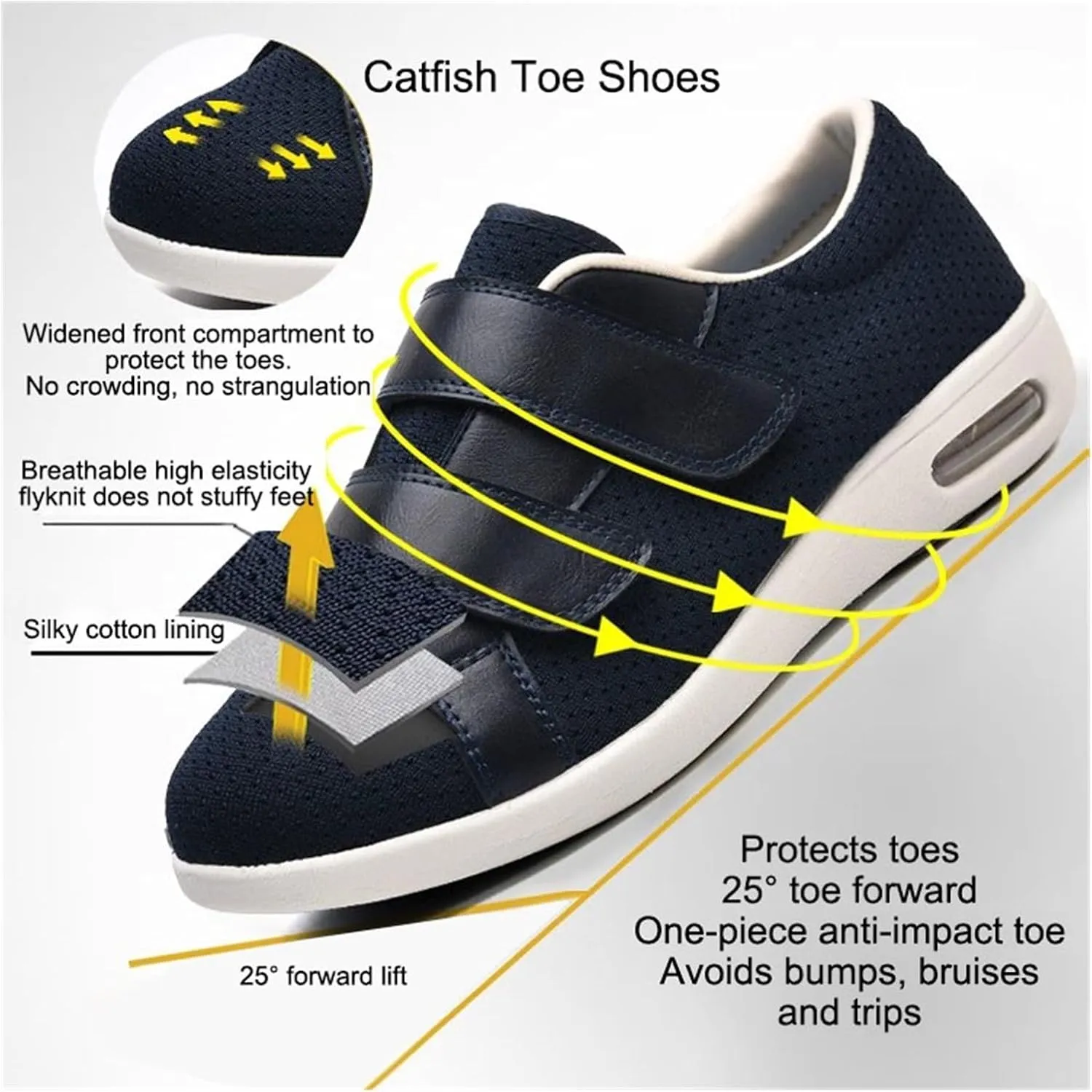 Orthopedic Casual Shoes, Extra Wide Fit Diabetic Shoes Elderly Shoes Walking Casual Middle Aged Casual Shoes Adjustable Shoes