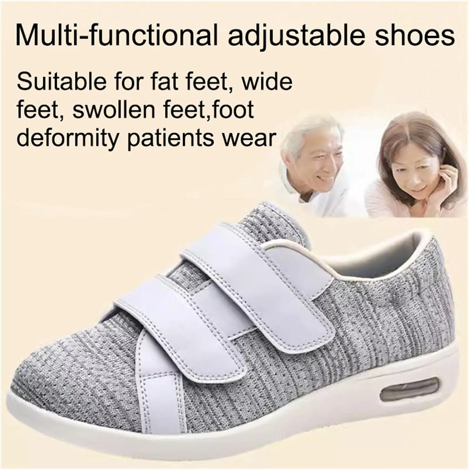 Orthopedic Casual Shoes, Extra Wide Fit Diabetic Shoes Elderly Shoes Walking Casual Middle Aged Casual Shoes Adjustable Shoes