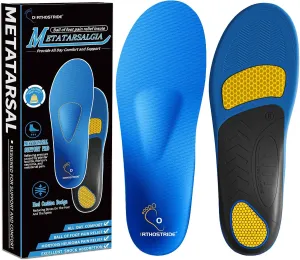 Orthotic Insoles with Metatarsal Pads, Plantar Fasciitis Arch Support Inserts for Metatarsalgia, Morton's Neuroma, Ball of Foot Pain Relief, Man Women Insoles for Standing All Day-E