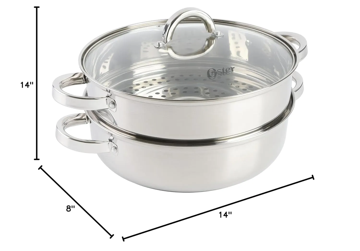 Oster Sangerfield Stainless Steel Cookware, 3.0-Quart Dutch Oven w/Steamer Basket