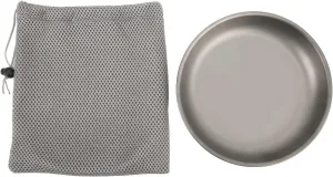 OUKENS Titanium Frying Pan,7.5in Diameter Ultralight High Temp Resistant with Carry Mesh Bag Titanium Plate Dish for Outdoor Camping for Outdoor Camping Tableware Cookware Mess Kit
