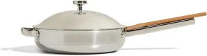 Our Place Titanium Always Pan Pro - 10.6” (2.8 Qt) No-Coating Nonstick Technology | Tri-Ply Titanium & Stainless Steel | Safe for Oven, Induction & Cooktops up to 1000°F | Beechwood Spatula | Chrome