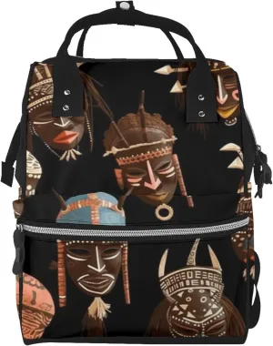 OUSIKA African Ritual Ethnic Tribal Print Diaper Bag Multifunction Laptop Backpack Travel Daypacks Large Nappy Bag, Black, One Size