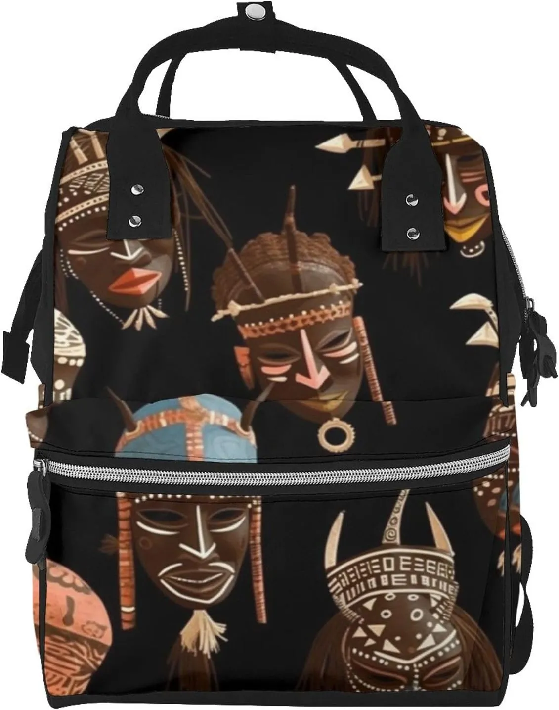 OUSIKA African Ritual Ethnic Tribal Print Diaper Bag Multifunction Laptop Backpack Travel Daypacks Large Nappy Bag, Black, One Size