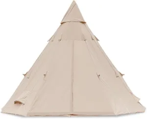 Outdoor Bell Tents Large Canvas Glamping Yurt Tent with Zipped Groundsheet and Chimney for Family Camping Hiking Hunting Party Shelter, 3/4/5/6m