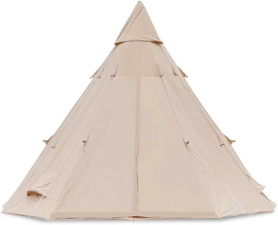 Outdoor Bell Tents Large Canvas Glamping Yurt Tent with Zipped Groundsheet and Chimney for Family Camping Hiking Hunting Party Shelter, 3/4/5/6m