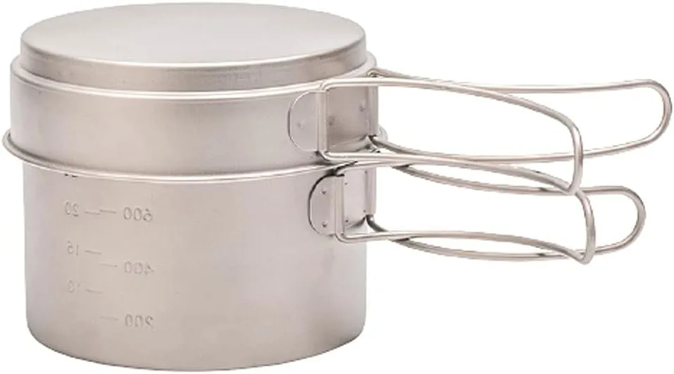 Outdoor Camping Camping Cookware Kit Lightweight Soup Pot Portable Frying Pan Pure Titanium Camping Cooker Set Outdoor Cookware Set Adventures Picnics (Onecolor 1450ml)