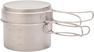 Outdoor Camping Camping Cookware Kit Lightweight Soup Pot Portable Frying Pan Pure Titanium Camping Cooker Set Outdoor Cookware Set Adventures Picnics (Onecolor 1450ml)