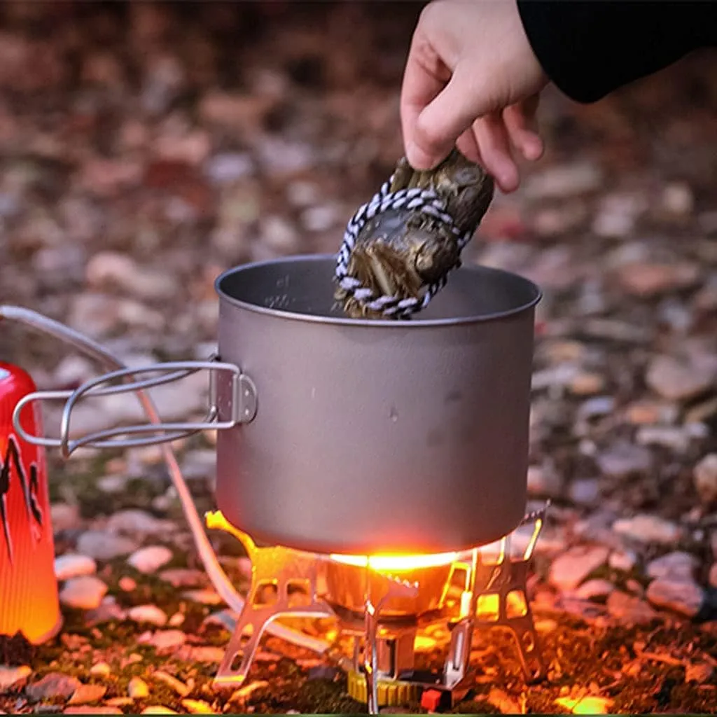 Outdoor Camping Camping Cookware Kit Lightweight Soup Pot Portable Frying Pan Pure Titanium Camping Cooker Set Outdoor Cookware Set Adventures Picnics (Onecolor 1450ml)