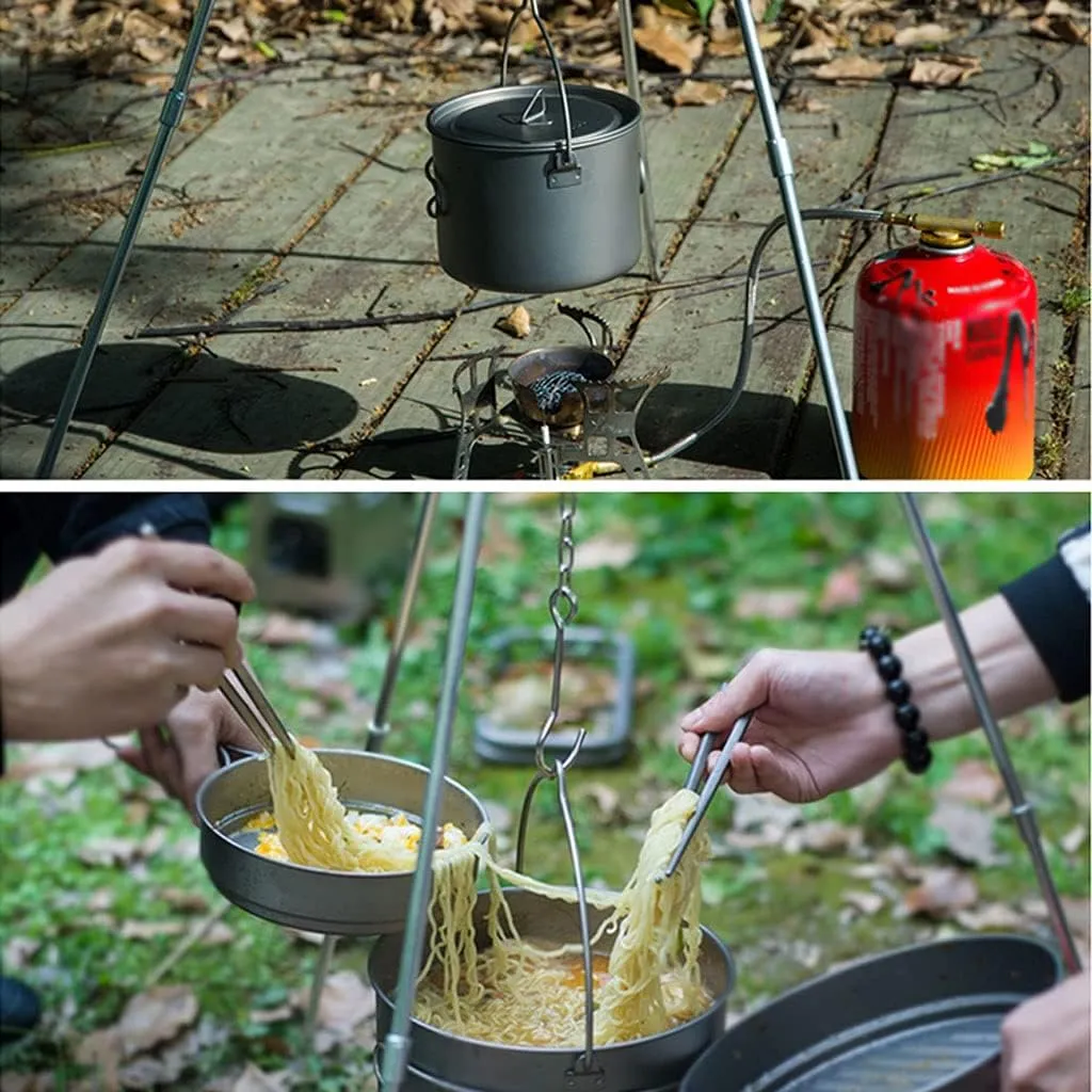 Outdoor Camping Outdoors Camping Cookware Lightweight Hanging Pot Camping Cooker Pure Titanium Foldable Hanging Pot Hiking Cooking Pot Adventures Picnics (OneColor 900ml)