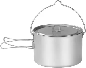 Outdoor Camping Outdoors Camping Cookware Lightweight Hanging Pot Camping Cooker Pure Titanium Foldable Hanging Pot Hiking Cooking Pot Adventures Picnics (OneColor 900ml)