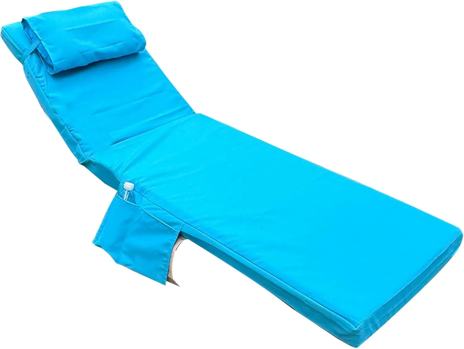 Outdoor Chaise Lounge Cushions Replacement Double Color Covers, 72 x 21 x 3 Inch Patio Lounge Chair Cushion Covers-Fade-Ristant, Includes Reboot headrest and Storage Bag (Lake Blue & Khaki)