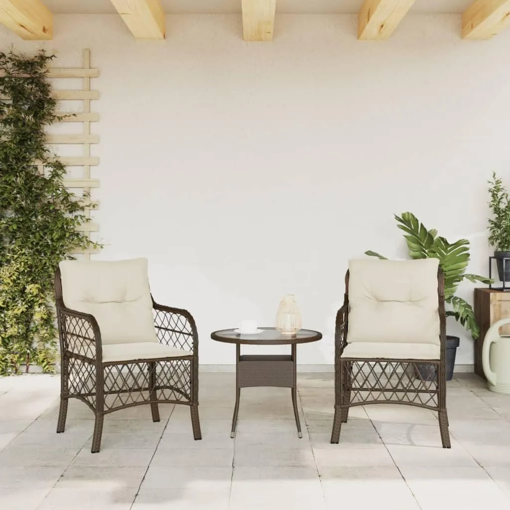 Outdoor Dining Chairs Dining Chairs Camping Chairs Lawn Chairs - Patio Chairs with Cushions 2 pcs Brown Poly Rattan for Park Garden Campsites Beaches