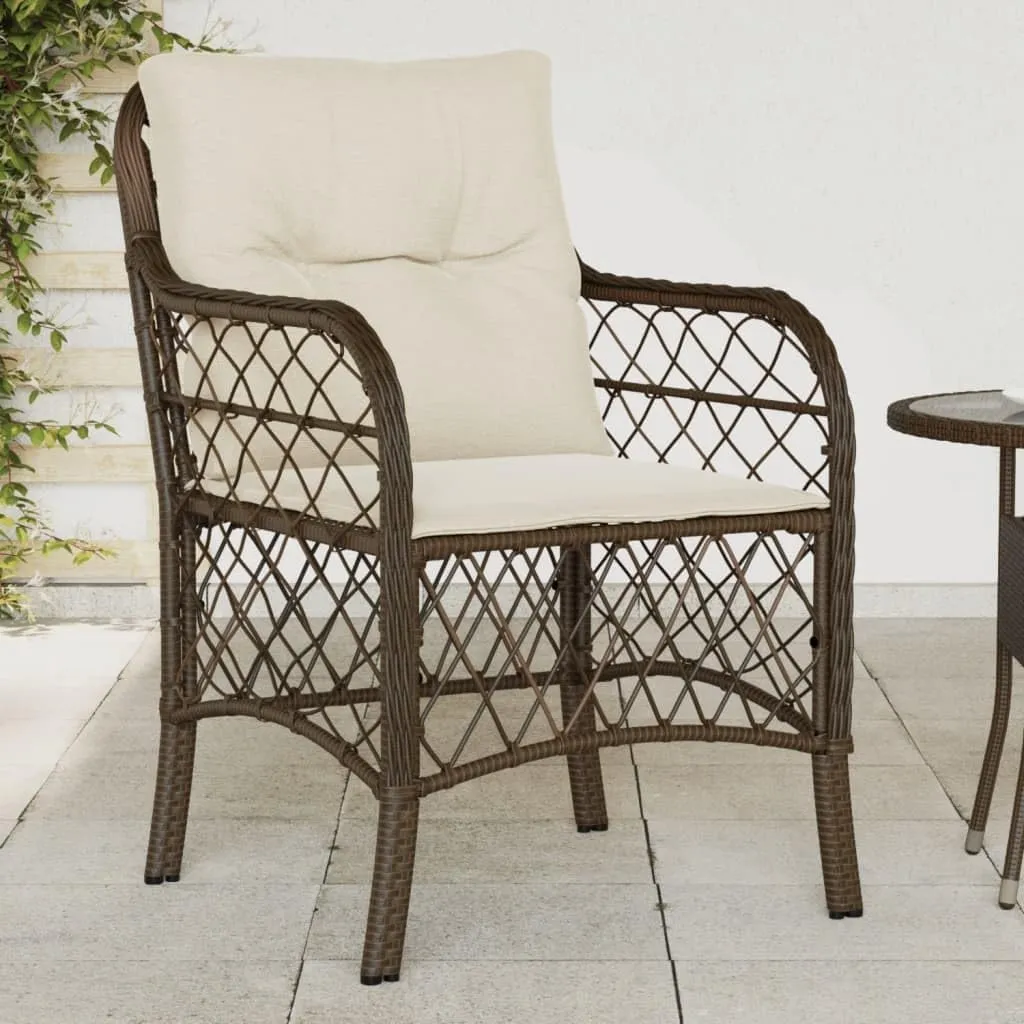 Outdoor Dining Chairs Dining Chairs Camping Chairs Lawn Chairs - Patio Chairs with Cushions 2 pcs Brown Poly Rattan for Park Garden Campsites Beaches