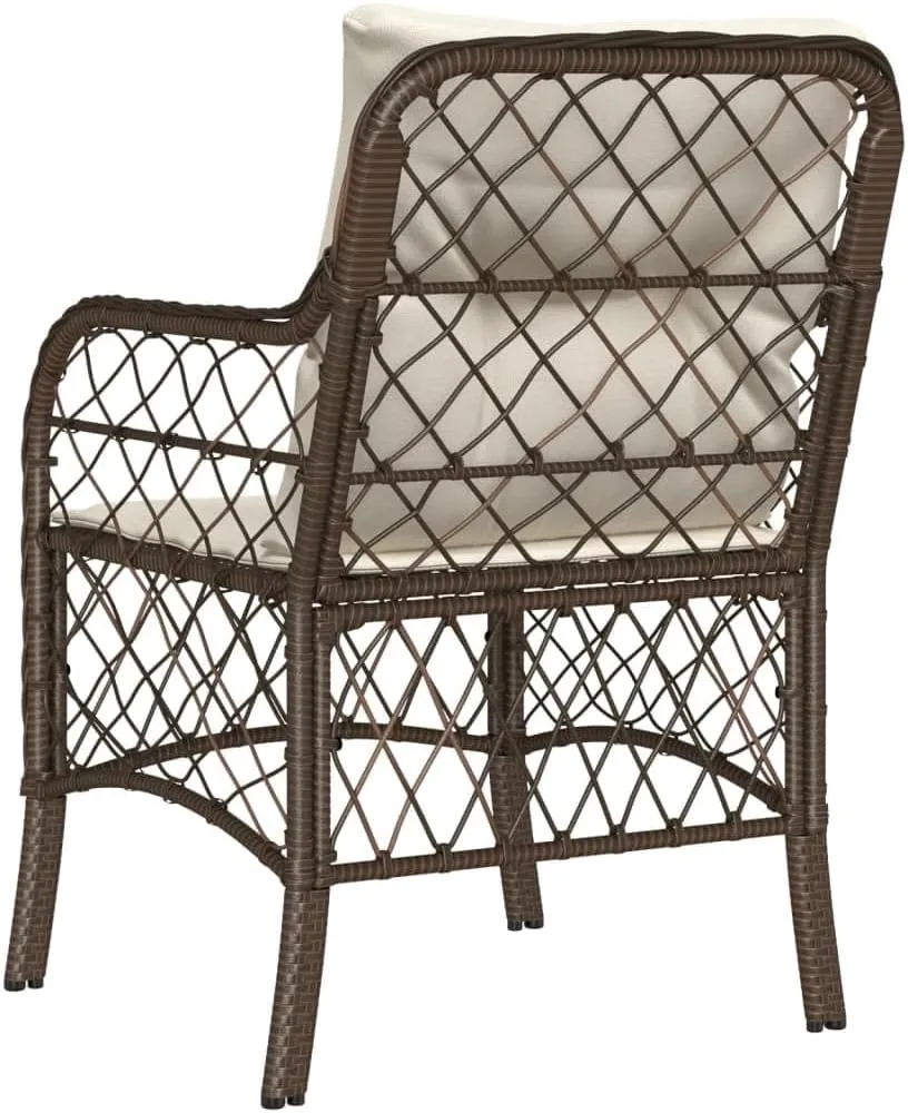 Outdoor Dining Chairs Dining Chairs Camping Chairs Lawn Chairs - Patio Chairs with Cushions 2 pcs Brown Poly Rattan for Park Garden Campsites Beaches