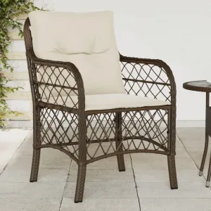 Outdoor Dining Chairs Dining Chairs Camping Chairs Lawn Chairs - Patio Chairs with Cushions 2 pcs Brown Poly Rattan for Park Garden Campsites Beaches