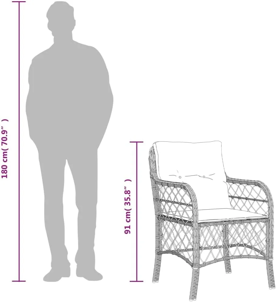 Outdoor Dining Chairs Dining Chairs Camping Chairs Lawn Chairs - Patio Chairs with Cushions 2 pcs Brown Poly Rattan for Park Garden Campsites Beaches