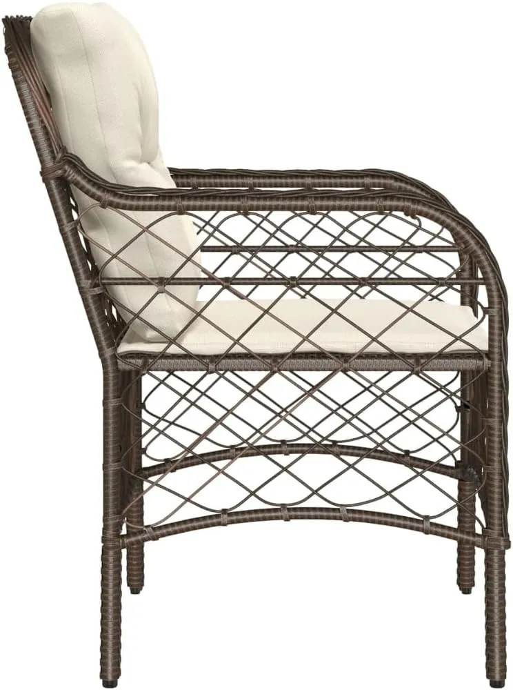 Outdoor Dining Chairs Dining Chairs Camping Chairs Lawn Chairs - Patio Chairs with Cushions 2 pcs Brown Poly Rattan for Park Garden Campsites Beaches