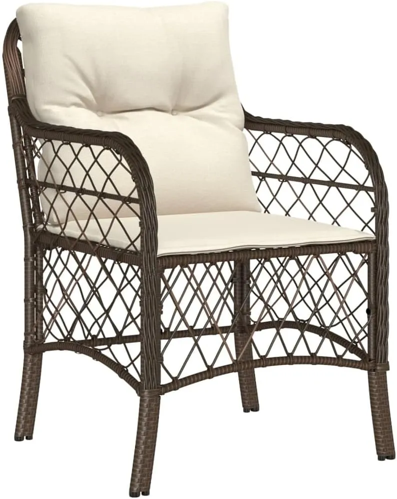 Outdoor Dining Chairs Dining Chairs Camping Chairs Lawn Chairs - Patio Chairs with Cushions 2 pcs Brown Poly Rattan for Park Garden Campsites Beaches