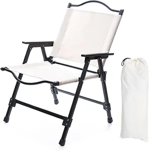 Outdoor Folding Chair Detachable Camping Portable Steel Frame Soft Padded Anti Roll Stable 440LBS for Fishing Beach Picnic Sunbathing Garden Travel-Noir