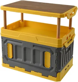 Outdoor Folding Storage Box, Camping Picnic Cookware Equipment Organizer, Car Trunk Kitchen Organizer - with Table Can Be Used As Chopping Board