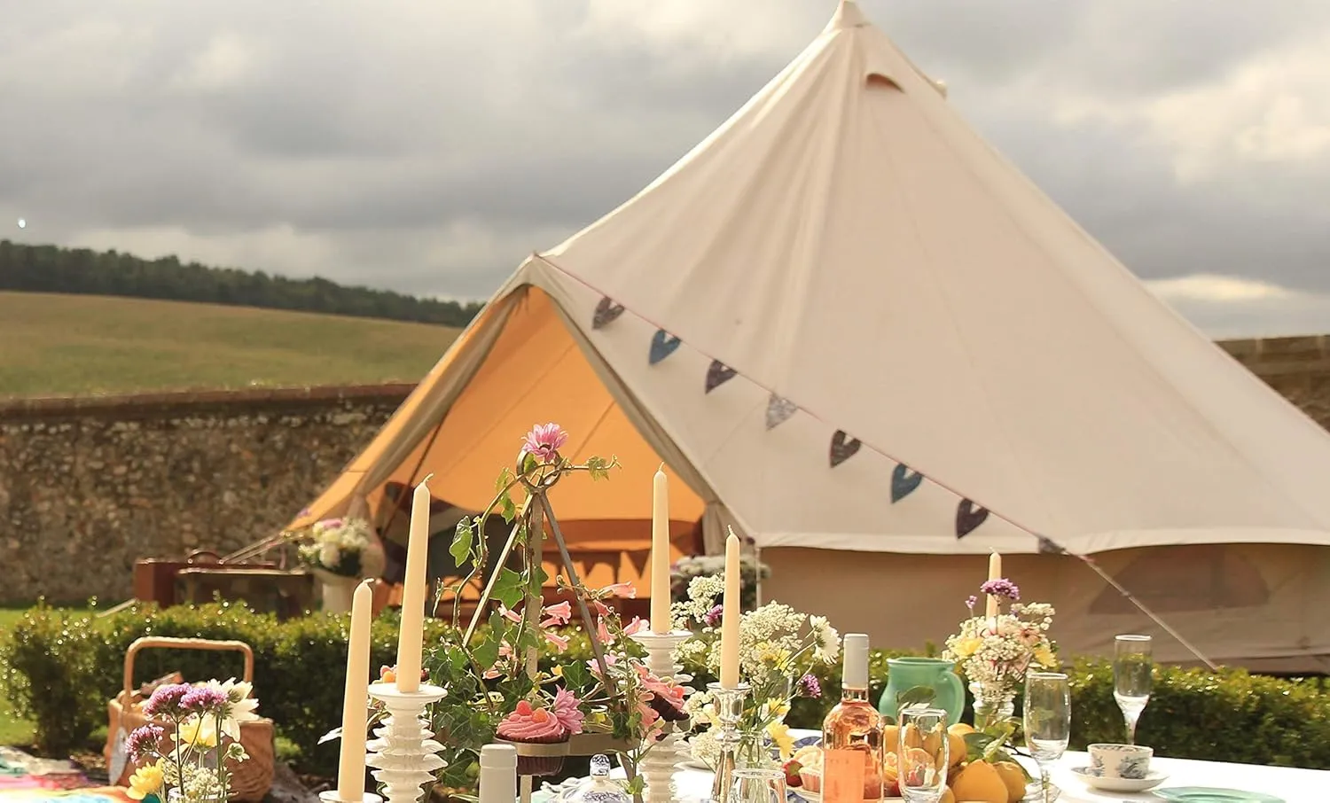 Outdoor Luxury Glamping Bell Tents for Boutique Camping and Occasional Family Camping Trips and Festivals and Human shelter for inhabiting or Leisure