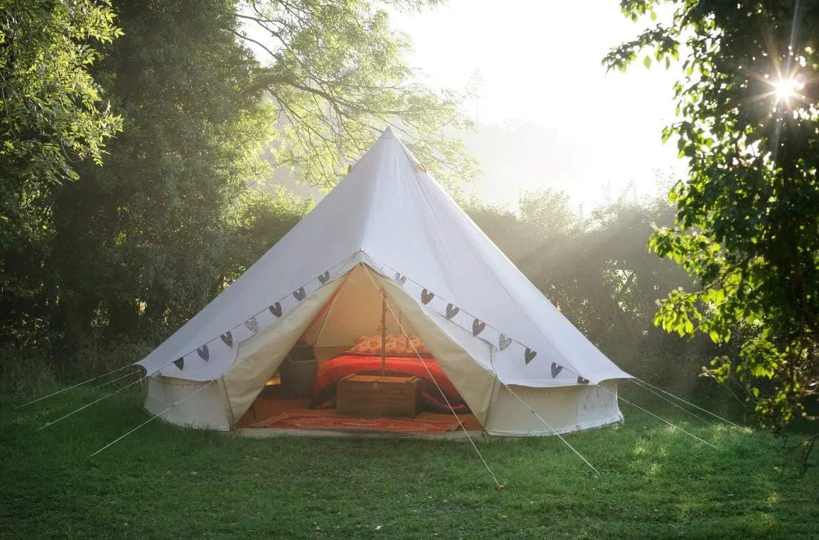Outdoor Luxury Glamping Bell Tents for Boutique Camping and Occasional Family Camping Trips and Festivals and Human shelter for inhabiting or Leisure