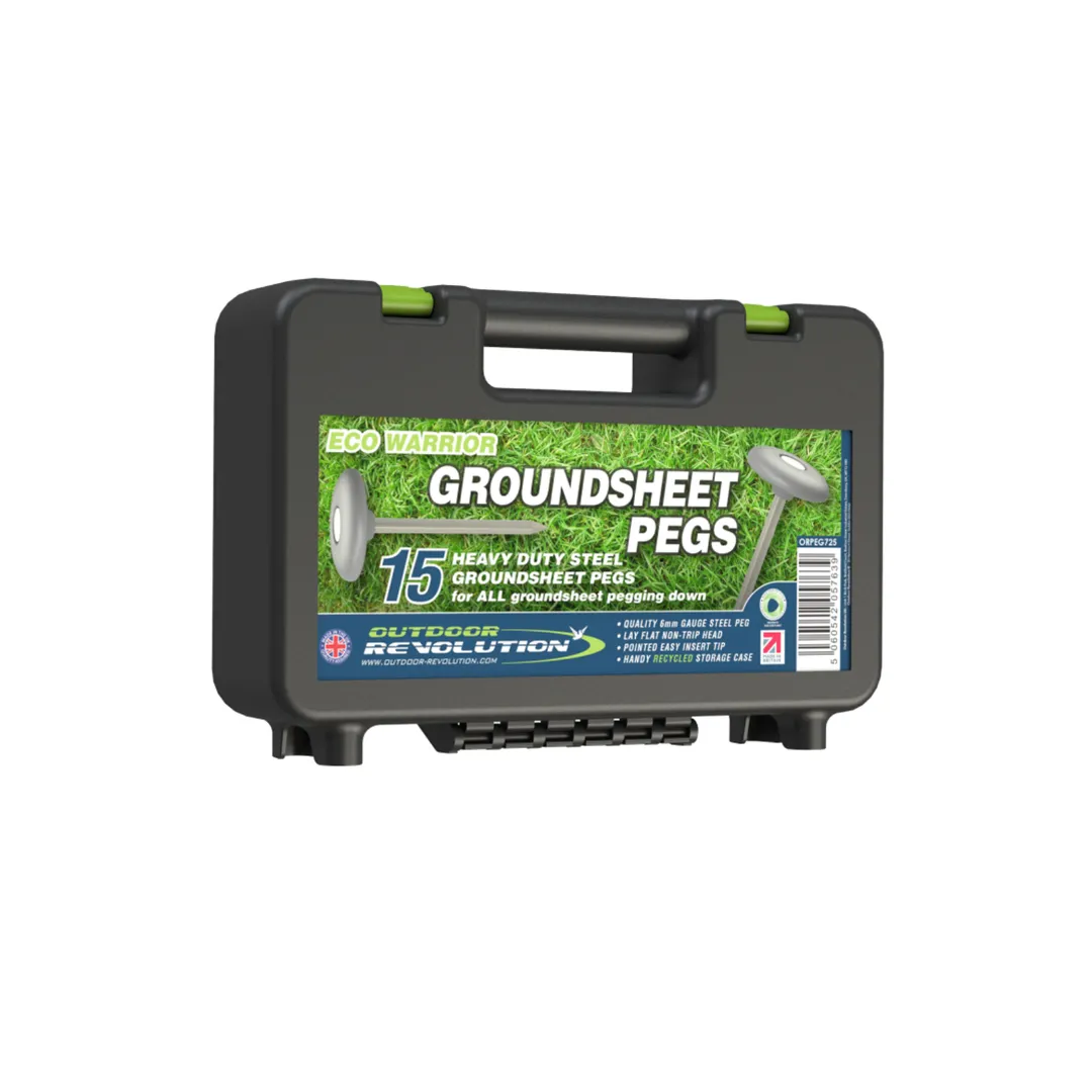 Outdoor Revolution Heavy Duty Groundsheet Pegs - 15 Pack (Boxed)