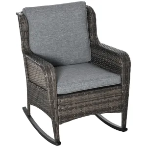 Outdoor Rockers with Wide Seat, Thick Cushions, Rattan Rockers with Steel Frame, Dark Gray
