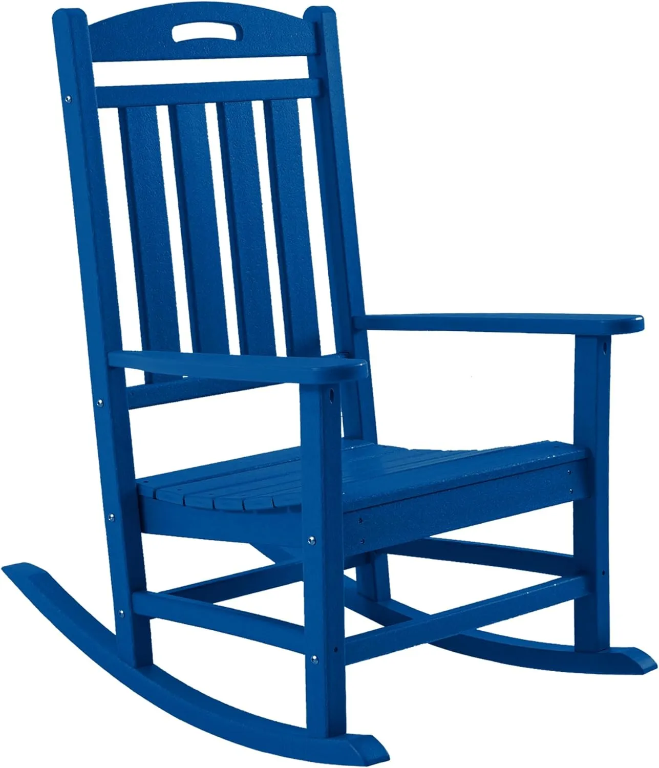 Outdoor Rocking Chair, High Back HDPE Patio Chair, All Weather Rocker Porch Chair, Lawn Chair for Deck, Porch, Backyard, Garden and Indoor, Navy