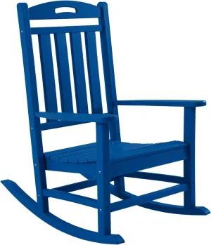 Outdoor Rocking Chair, High Back HDPE Patio Chair, All Weather Rocker Porch Chair, Lawn Chair for Deck, Porch, Backyard, Garden and Indoor, Navy