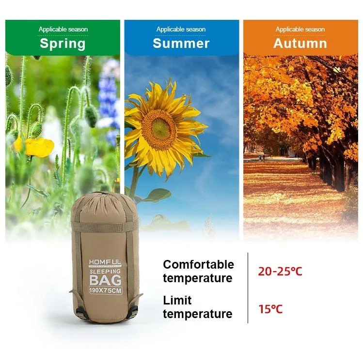 Outdoor Splicing Sleeping Bag Ultra Light Adult Portable Camping Hiking Bags Sleeping Bags Spring Autumn lazy bag