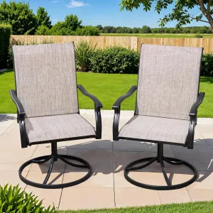 Outdoor Swivel Dining Chairs Set of 2, Textilene Patio Swivel Chair All Weather Outdoor Dining Chairs 360 Degree Rotating Metal Patio Rocking Chair for Lawn, Porch, Garden, Backyard, Poolside