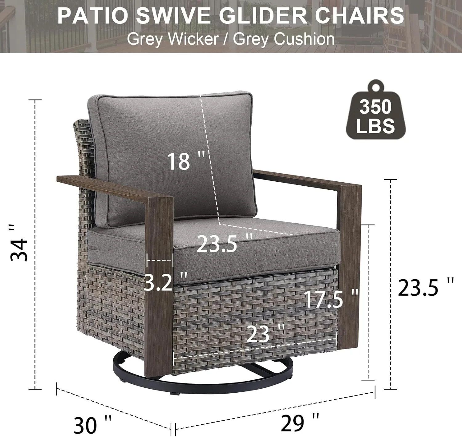 Outdoor Swivel Rocker Chairs with Metal Wide Armrests, Patio Wicker Swivel Chairs Set of 2, Patio Furniture Set with Swivel Glider Chairs for Porch Deck Sunroom Backyard