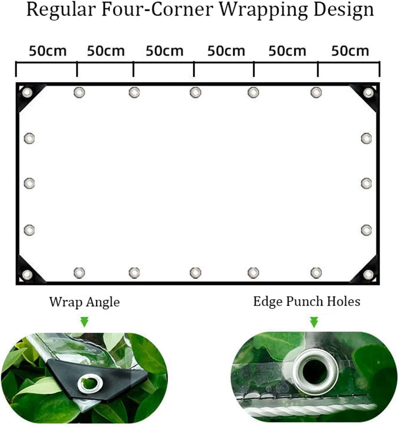Outdoor Transparent Tarp Curtains, PVC Plastic Tarpaulin Heavy Duty Waterproof Thermal Insulation Transparent Tarp Sheet with Eyelets 0.35mm Thick Curtains for Patio Garden Camping Groundsheet