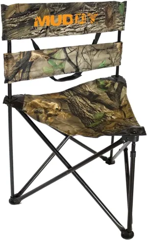 Outdoors Folding Tripod Heavy-Duty Water-Resistant Padded Ground Seat for Hunt with Contoured Backrest