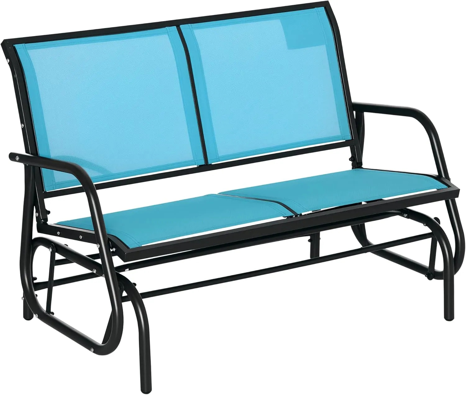 Outsunny 2-Person Outdoor Glider Bench, Patio Double Swing Rocking Chair Loveseat w/Powder Coated Steel Frame for Backyard Garden Porch, Blue