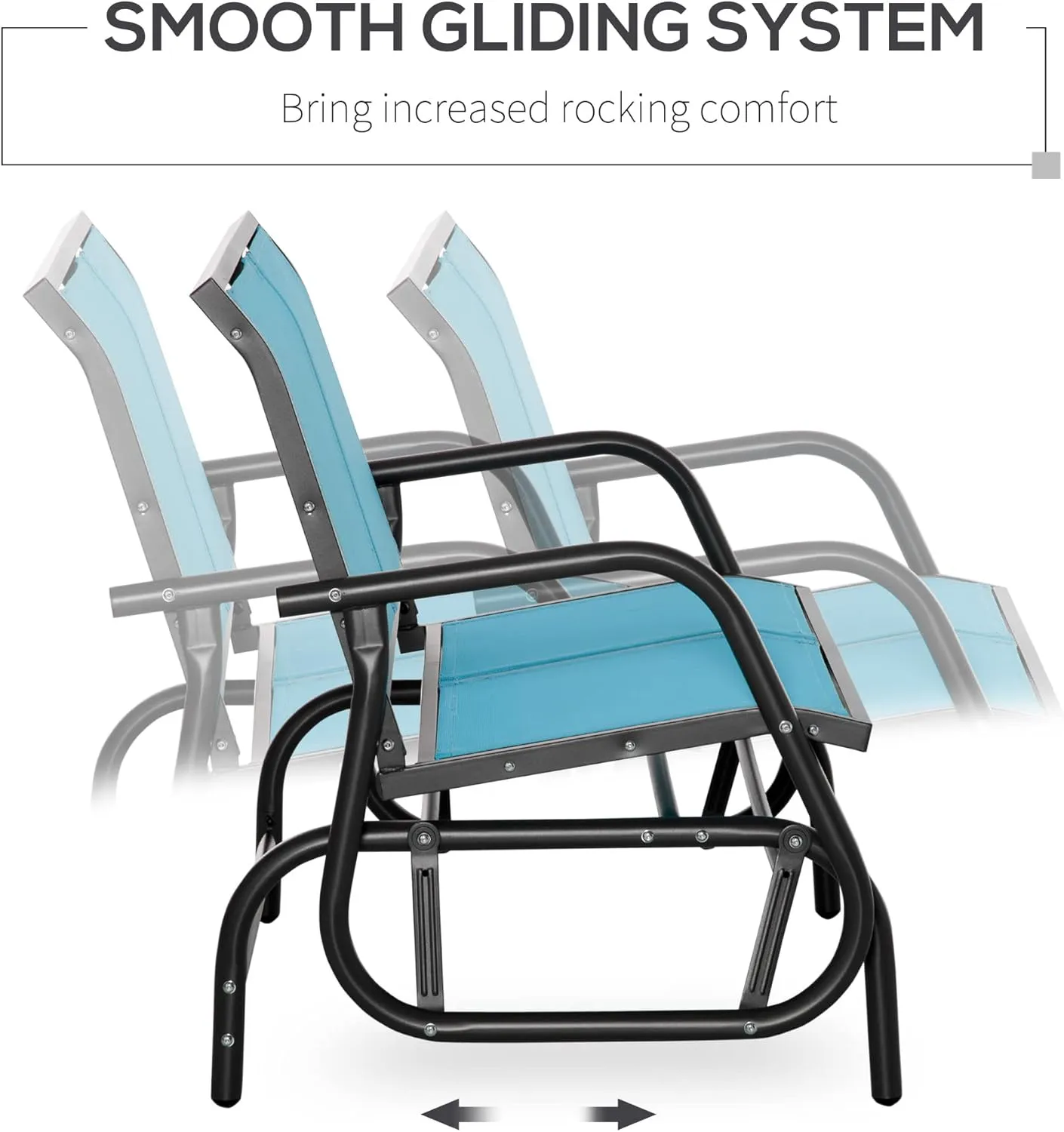 Outsunny 2-Person Outdoor Glider Bench, Patio Double Swing Rocking Chair Loveseat w/Powder Coated Steel Frame for Backyard Garden Porch, Blue