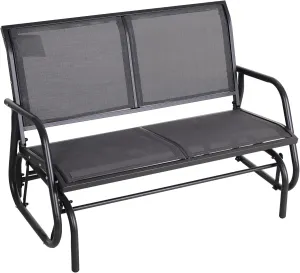 Outsunny 2-Person Outdoor Glider Bench, Patio Double Swing Rocking Chair Loveseat w/Powder Coated Steel Frame for Backyard Garden Porch, Gray