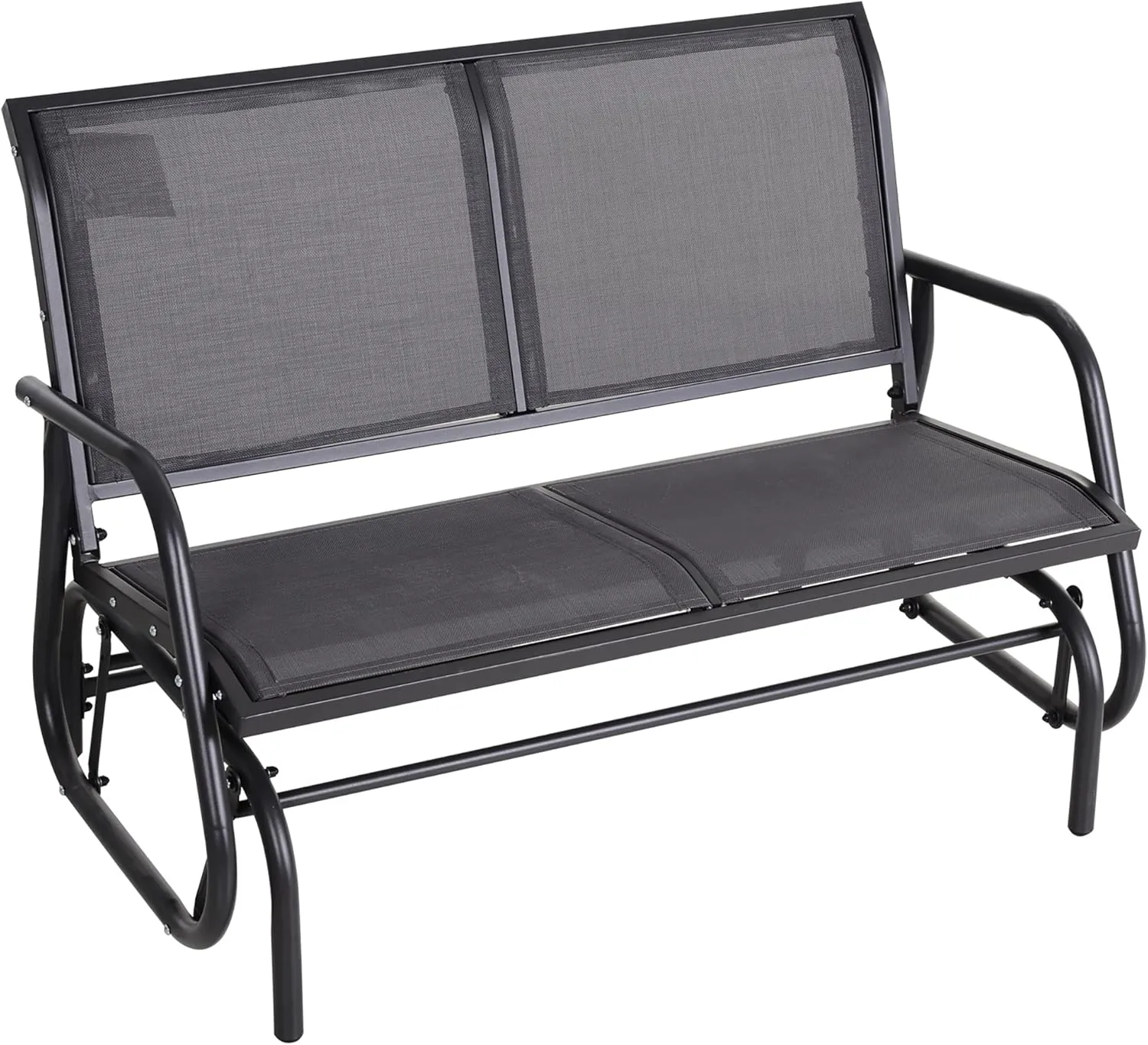 Outsunny 2-Person Outdoor Glider Bench, Patio Double Swing Rocking Chair Loveseat w/Powder Coated Steel Frame for Backyard Garden Porch, Gray