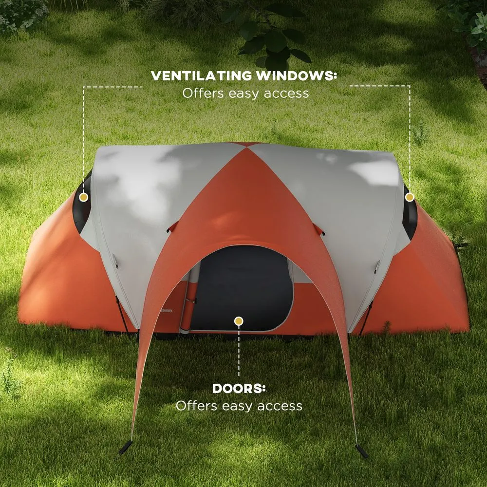 Outsunny 3000mm Waterproof Camping Tent w/ Porch & Sewn in Groundsheet
