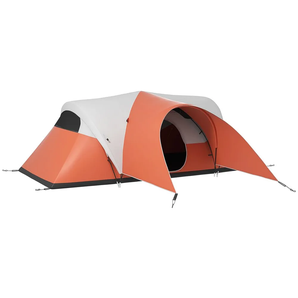 Outsunny 3000mm Waterproof Camping Tent w/ Porch & Sewn in Groundsheet