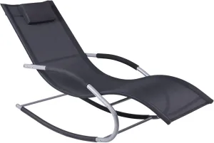 Outsunny Zero Gravity Rocking Chair Outdoor Chaise Lounge Chair Recliner Rocker with Detachable Pillow and Weather-Fighting Fabric for Patio, Deck, Pool, Black