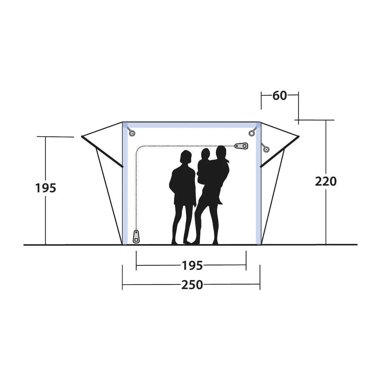 Outwell Crossville 250SA Air Drive-Away Campervan Air Awning 175-200cm